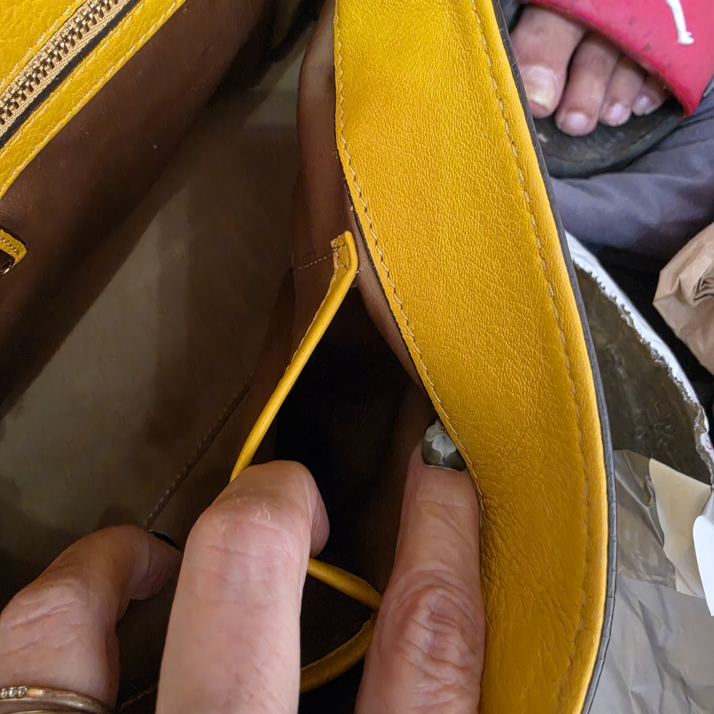 MCM Yellow Croc-Texture Top Handle Shoulder Bag - Picture 7 of 15